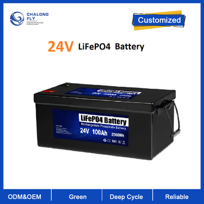 باتری لیتیومی LiFePO4 24V 100AH ​​Li-ion Lifepo4 با BMS برای موتور سیکلت موتور سیکلت RV Camper با انرژی خورشیدی