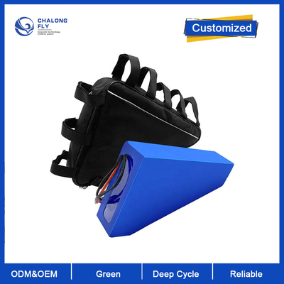 باتری لیتیوم یونی مثلثی CLF Wholesale 52V 60V 72V 20Ah 25Ah 30Ah 35Ah برای دوچرخه برقی با باتری استوانه ای