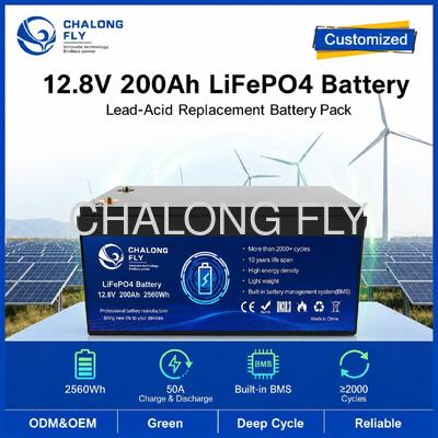 بسته باتری 12.8V 200Ah LiFePO4 با BMS برای انرژی قابل حمل و ذخیره سازی خورشیدی
