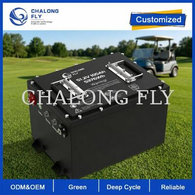 51.2V 105Ah LiFePO4 باتری گلف کارت با 5376Wh ظرفیت و BMS هوشمند برای 48V تبدیل سرب و اسید